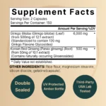 Naturebell Ginkgo Biloba 6,000mg with Panax Ginseng 500mg Per Serving | 300 Capsules - Image 2