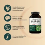 Naturebell Ginkgo Biloba 6,000mg with Panax Ginseng 500mg Per Serving | 300 Capsules - Image 3