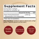 Korean Red Ginseng 2,250mg Per Serving, 240 Softgels - Image 2