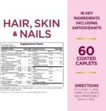 Nature’s Bounty Optimal Solutions Hair, Skin & Nails Formula with 3,000 mcg Biotin – 60 Coated Caplets - Image 2