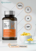 Horbaach Vitamin D3 K2 5000 IU 100mcg MK-7 Complex – 180 Softgel Capsules - Image 4