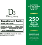 Nature’s Bounty Vitamin D3 25mcg 1000 IU – 120 Softgels - Image 2