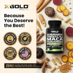 X Gold Health Ashwagandha Tongkat Ali Maca Fenugreek - 120 Capsules | Men's Vitality & Performance - Image 3