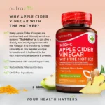 Nutravita Raw Apple Cider Vinegar 1650MG with The Mother - High Strength - 180 Vegan Capsules - Image 3