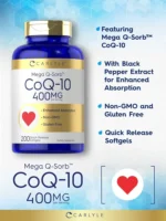 Carlyle CoQ10 400mg - High Potency Mega Q-Sorb Coenzyme Q-10 - Image 3