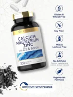 Carlyle Calcium Magnesium Zinc Vitamin D3 with Boron 300 Vegetarian Caplets - Image 4