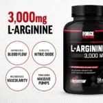 Force Factor L-Arginine Nitric Oxide Supplement with BioPerine to Help Build Muscle and Support Stronger Blood Flow, Circulation, Nutrient Delivery, and Pumps, L-Arginine 3000mg, 3g, 150 Capsules - Image 2