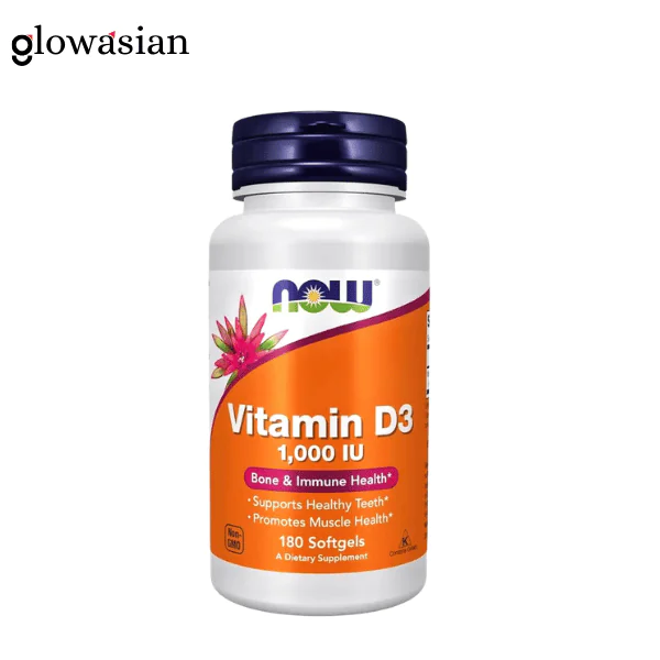 NOW Vitamin D-3 1,000 IU, High Potency, Structural support 180 Softgels - Image 1
