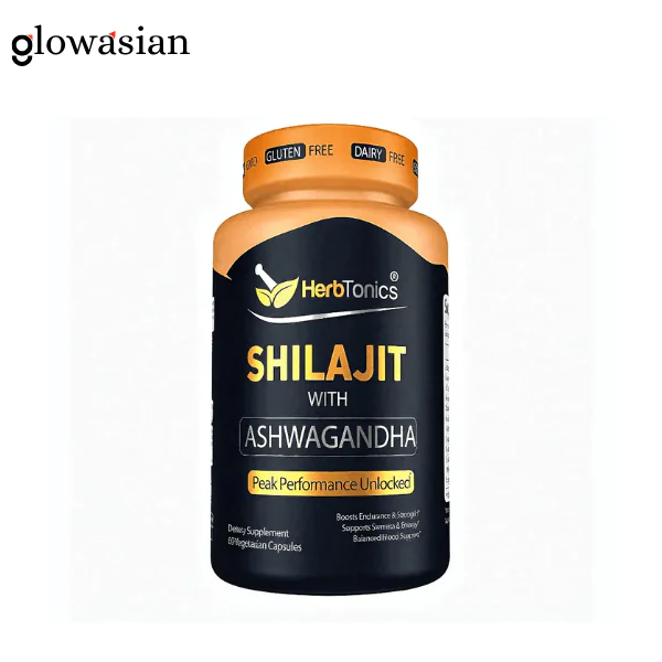 Herbtonics Shilajit for Men & Women with Ashwagandha, Korean Red Ginseng, Rhodiola Rosea, Ginkgo Biloba, Tongkat | 60 Vegan Capsules - Image 1