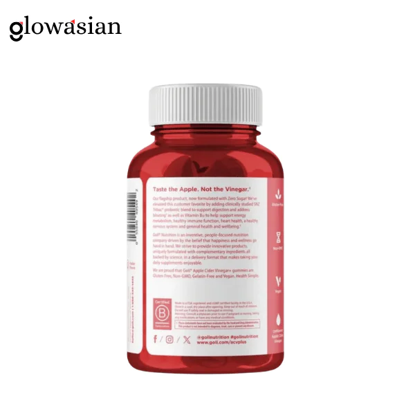 Goli Nutrition Apple Cider Vinegar+ Gummies - 60 Gummies - Zero Sugar - Image 2