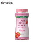 Nature's Bounty Optimal Solutions Hair, Skin & Nails Vitamin Gummies with Biotin, 2500 mcg, Strawberry, 80 Gummies