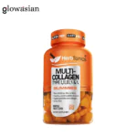 Herbtonics Multi Collagen Gummies with Biotin & Vitamin C, Hydrolyzed Collagen Peptides Types I, II, III, V, X for Hair, Skin, Nails, & Bone Support - Tropical Flavor, 60 Gummies